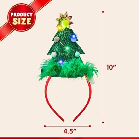 Amazon.com: JOYIN 2 PCS Lighted Christmas Headbands with LED  2 Pcs Lighted Christmas Headbands with‎ LED lights in Springy Santa Hat& Christm